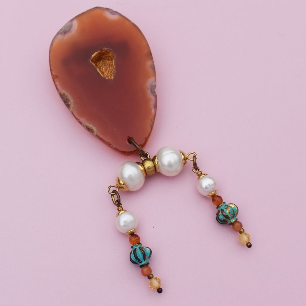Unusual handmade brooch pin, beaded crystal brooch for women